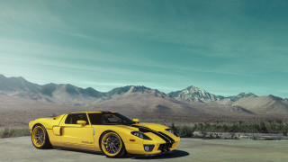 Yellow sports car mountain scape - f 8 aperture free wallpaper for desktop