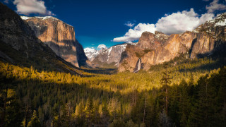 Valley mountain trees clouds sunset - a mountain in the background and trees free wallpaper