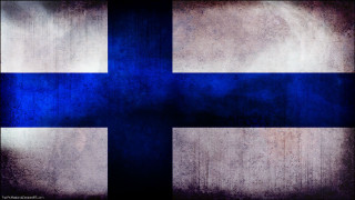 Blue white cross black background - akseli gallenkallela free wallpaper