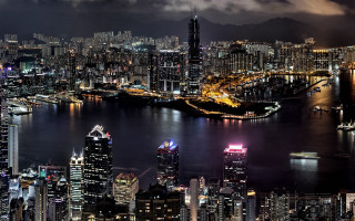 City skyline night water bridge 10 - cui bai free wallpaper