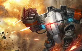 Robot lasergun fireball burning mecha - mecha free wallpaper