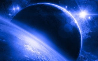 Blue planet star light space - a blue planet free wallpaper for desktop