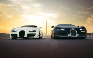 Bugatti sunset city matte painting - excessivism free wallpaper