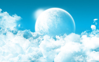 Blue sky large moon clouds - blue sky free wallpaper for desktop