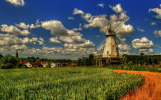 Windmill greenfield redpath dirtroad artsandcrafts - green grass free wallpaper
