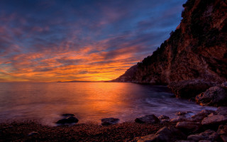 Sunset rocky beach water cliff 6 - arthur b. carles free wallpaper