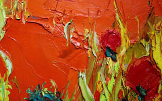 Red green flower abstract fire - affandi free wallpaper