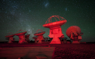 Radio telescopes night sky stars - astrophotography free wallpaper