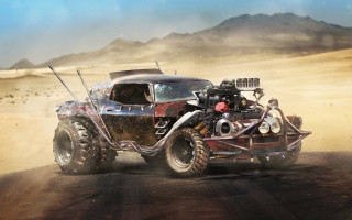 Desert mountains dust car military - apocalyptic free wallpaper
