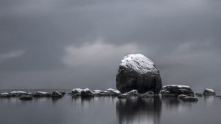 Rock water snow mountain moon - a snow free wallpaper for desktop