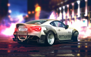 White sports car night city 8 - a white sports car free wallpaper