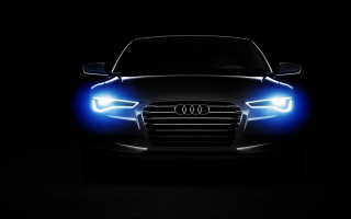 Car bright blue headlight dark - blue light free wallpaper
