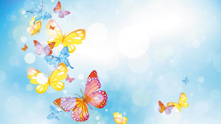 Butterflies bubbles blue sky magic - bubble free wallpaper