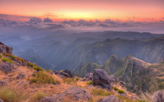 Mountain range sunset clouds grassy 7 - murata range free wallpaper