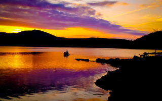 Lake sunset mountain purple yellow - sky free wallpaper
