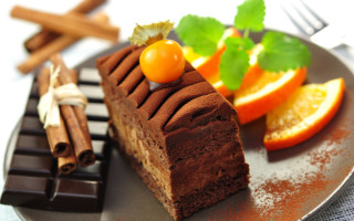 Chocolate cake plate oranges cinnamon - a plate free wallpaper