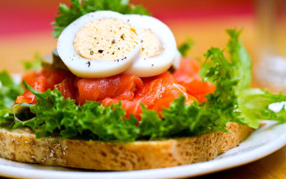 Plate sandwich eggs salmon table - a sandwich free wallpaper