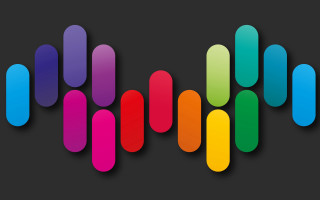 Colorful abstract black background circles - triadic free wallpaper