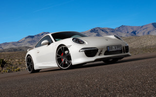 White porsche desert mountains blue - a white porsche sports car free wallpaper