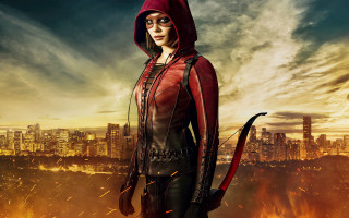 Woman red hoodie city skyline 2 - aramenta dianthe vail free wallpaper for desktop