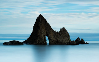 Rock formation ocean sky clouds 3 - tranquil free wallpaper