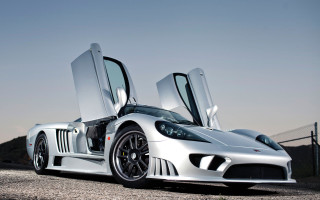 Silver sports car open doors 6 - symmetrical feature free wallpaper