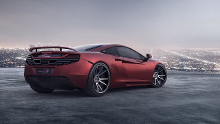 Red sports car night city 7 - side profile free wallpaper