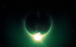 Green eclipse space astronaut fireworks - anamorphic free wallpaper for desktop