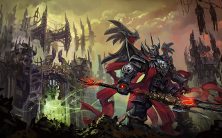 Fantasy armor sword demon fire - his back and a demon free wallpaper