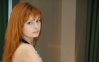 Redhair blueeyes dress bow portrait - daphne allen free wallpaper