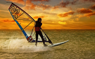 Windsurfing sunset ocean matte photography - cliff childs free wallpaper