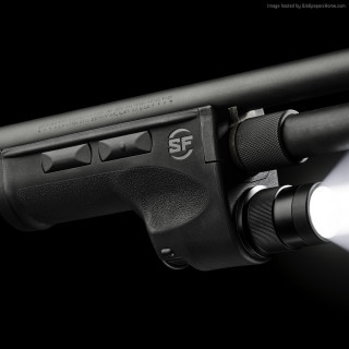Gun flashlight closeup monochrome fishnet - precisionism free wallpaper for tablet