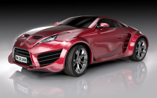 Red sports car studio reflective 2 - ray free wallpaper
