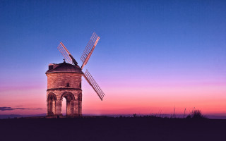 Windmill hill purple sky sunset - a windmill free wallpaper