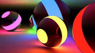 Colorful balls raytraced sky sun - colorful ball free wallpaper