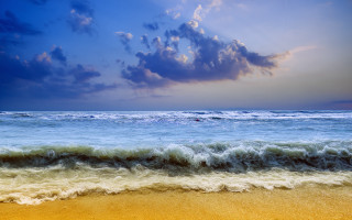 Beach waves cloudy sky saturated - wave free wallpaper for desktop