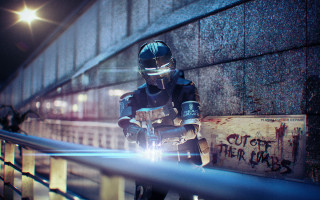 Futuristic welding man cyberpunk wall - a futuristic suit free wallpaper for desktop