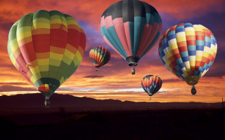 Hot air balloons sunset mountains - hot air balloon free wallpaper