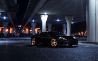 Black sports car night city - darkness free wallpaper