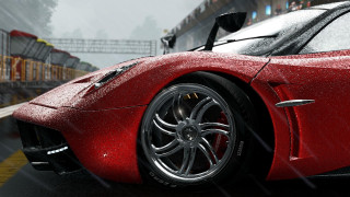 Red sports car rainy road 3 - racing free wallpaper