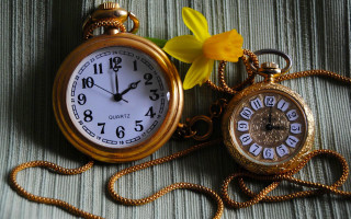 Gold pocket watch flower gears - steampunk free wallpaper