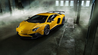 Yellow sports car garage fog - a yellow sports car free wallpaper for desktop