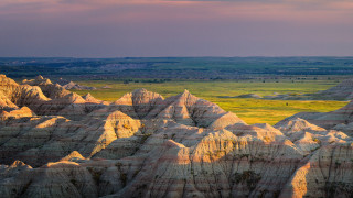 Rocky hills sunset valley matte - vast free wallpaper