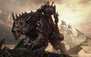 Giant monster rider ship water - the back free wallpaper