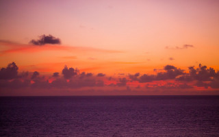 Sunset ocean clouds plane boat - fauvism free wallpaper