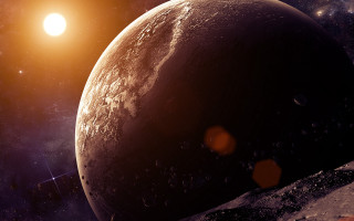 Space planet sun star aurora 2 - a distant object in the foreground free wallpaper