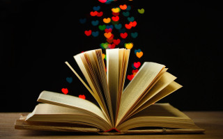 Christmas tree heart illustration open - book cover free wallpaper for desktop