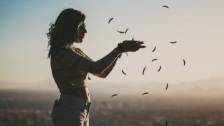 Woman sun birds hands tilt - david boyd free wallpaper