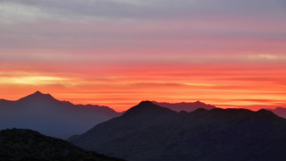 Sunset mountains red sky clouds 2 - moody free wallpaper