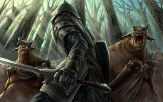 Knights forest demons fantasy art - their back free wallpaper for desktop